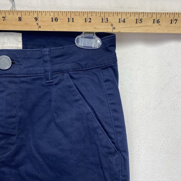 C.A.S.L.O.N Mid-Rise Straight Leg Stretch Chino Pants Women 4 Navy Side Pockets - Picture 4 of 16